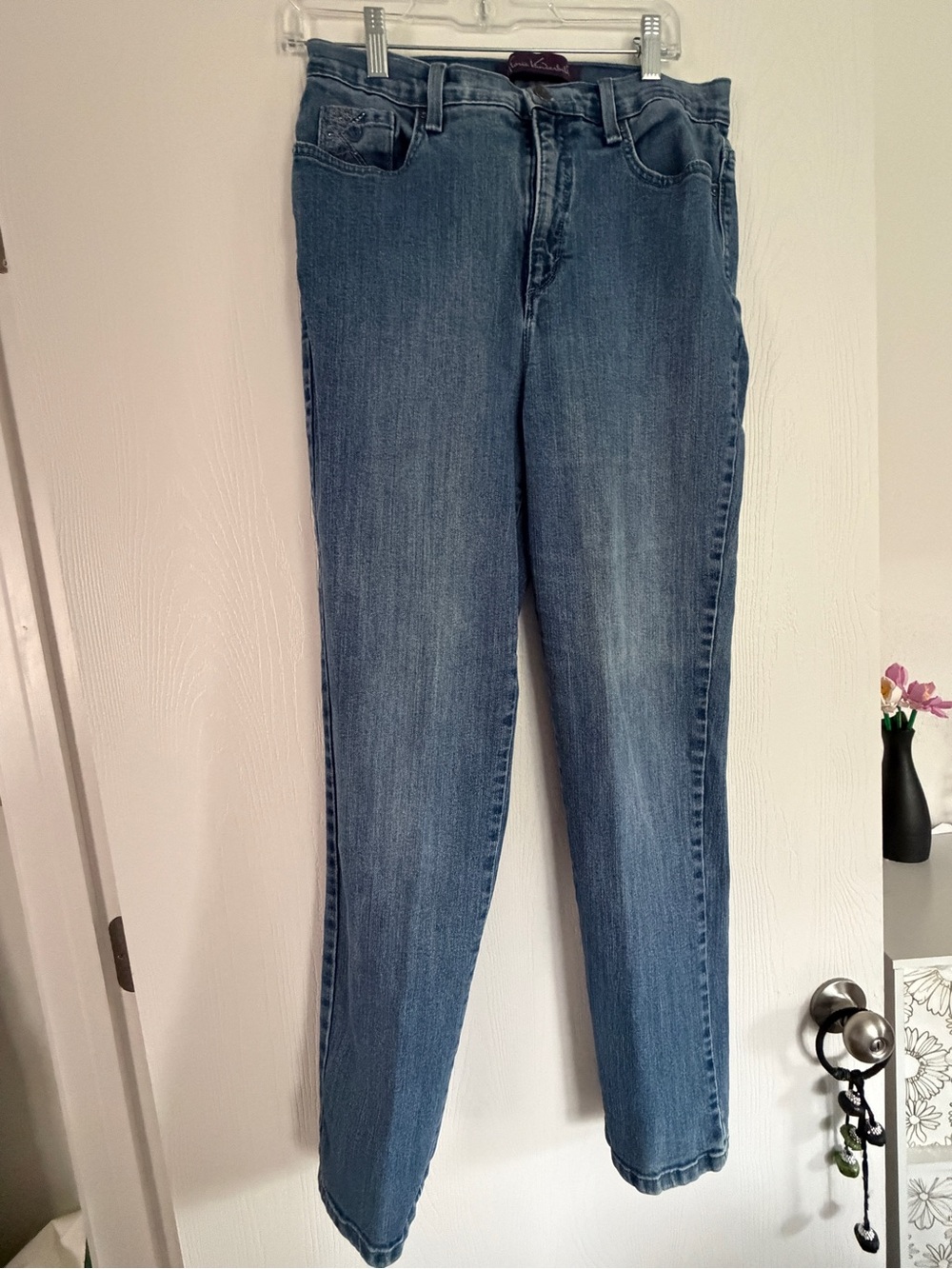 Gloria Vanderbilt Amanda Jeans Size 10 Sparkle Straight Leg Embellished Stretch
